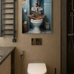 Gazete Okuyan Zürafa Dekoratif Banyo Tablosu