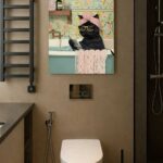 Küvette Bir Kara Kedi Dekoratif Banyo Tablosu