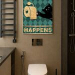 Kara Kedi Dekoratif Banyo Tablosu
