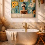 Küvette Kitap Okuyan Kadın Dekoratif Banyo Tablosu