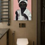 Bornozlu Kedi Dekoratif Banyo Tablosu