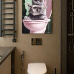 Klozetteki Kedi Dekoratif Banyo Tablosu