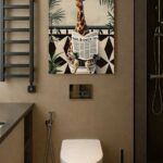 Klozetteki Zürafa Dekoratif Banyo Tablosu